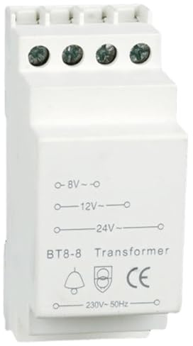 Klingeltrafo Türklingel, Klingeltrafo Transformator Türklingel Gong klingeltrafo 8V-12V-24V passt auf genormte für 35 mm Hutschiene, Klingeltransformator für Türklingel & Türglocken