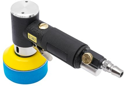 10000RPM Mini lucidatrice pneumatica con spugna per lucidatura, lucidatrice eccentrica, lucidatrice portatile senza fili per lucidatura, levigatura (nero)