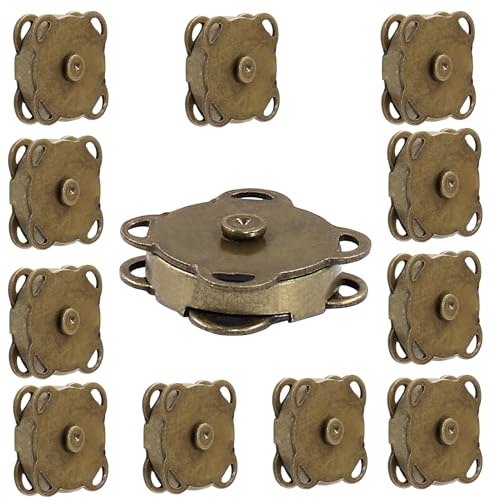 Seimneire 12 botones magnéticos de bronce, botones de ciruela, cierre magnético, cierre magnético, pequeños botones decorativos para ropa de bricolaje (14 mm)