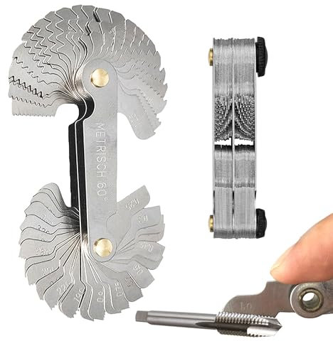 52 Blätter Edelstahl Gewindelehre Gewindesteigungslehre 24blatt Metrisch 60Grad 0,25-6,0 mm und 28blatt Whitworth Gewinde 55Grad 4G - 62G Gewindeschablone Rostschutz Gewindelehre Metrisch Zoll