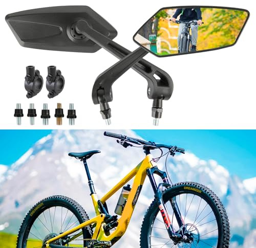 DREAMIZER Specchietti Bici, 2 Pezzi Specchietto Retrovisore Bici, Specchio per manubrio bici elettrica, specchietti per Bici da strada regolabili e girevoli a 360° per monopattino elettrico
