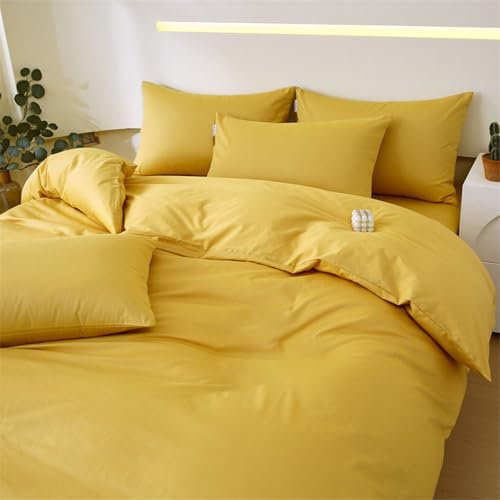 LSZHBSL Bettwäsche Bettbezug 150 x 200 cm Baumwolle Bettbezug Gelb bügelfrei und knitterfrei Bettwäsche Bettbezug mit Reißverschluss