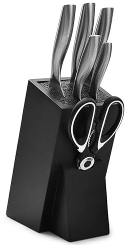 COZHYESS Ceppo portacoltelli senza coltelli, ceppo universale per coltelli, porta coltelli staccabile, porta coltelli da cucina nero, inclinato per un facile accesso, per bancone da cucina