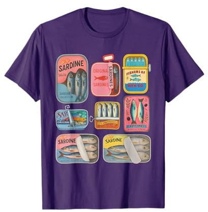 Funny Fisherman Aesthetic Vintage Beach Coastal Sardines T-Shirt