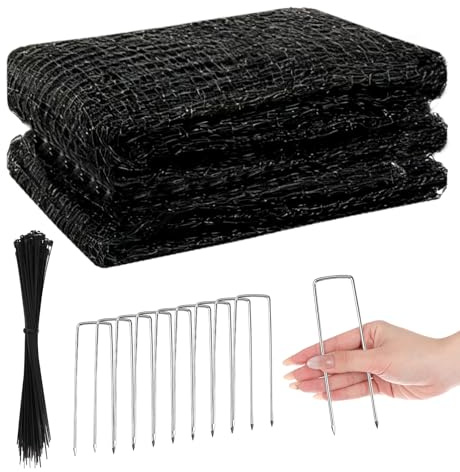 2.1m x 20m Heavy Duty Garden Netting, 1.5cm Hole Mesh Bird Netting with 50 Cable Ties & 10 Ground Pegs, Anti Bird Deer Cat Net for Protecting Fruit Trees, Vegetables, Plants, Lawn Edges and Pond