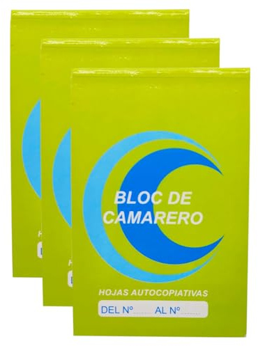 Acan Tradineur Lot de 3 blocs de serveur avec feuilles autocopiantes, carnet de commandes, carnet de poche, bar, restaurant, hôtellerie (vert - 13,5 x 8,8 cm)