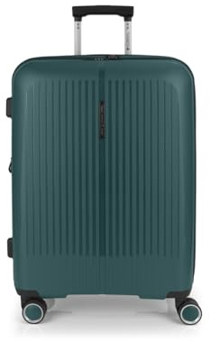 Gabol - Maleta Mediana Expandible Brooklyn 45x65x27/30 cm - Equipaje Ligero 3,4kg con Capacidad 70/77,8L - 4 Ruedas Dobles 360° y Cerradura TSA - Diseño Español en Polipropileno - Verde Oscuro