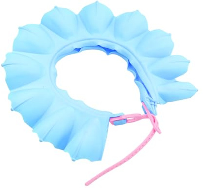 TOYANDONA Waterproof Baby Shower Cap for Boys Adjustable Infant Bathing Hair Wash Hat with TPE Material and Ear Protection Blue Bath Hat for Safe Hair Washing