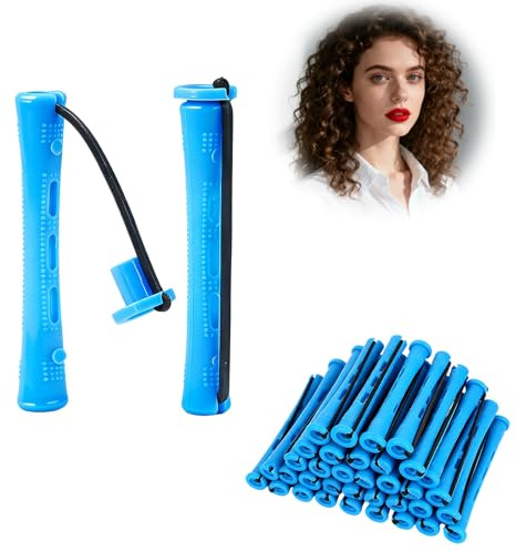 Ruvan 60 Piezas Rodillos Permanentes, Pequeño Tamaño Rulos Pelo, 0.35 Pulgadas Rulos Para El Pelo, Para Varillas Permanentes DIY, Para Peinados Naturales (azul)