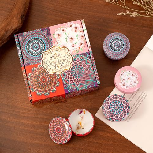 6 PCS Kit Bougie Parfumée Aromathérapie - Coffret Cadeau Femme, Décoration Maison Naturelle pour Bain/Yoga/Mariage/Jardin (4 Modèles-A)