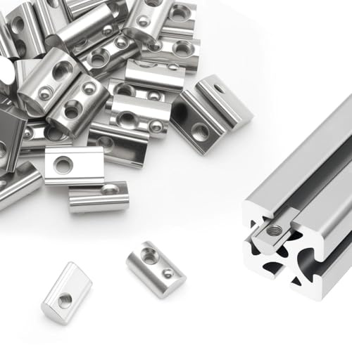 CHSEROK 50 Unidades Tuerca de Ranura en T M6, Bola de Centrado de Acero Al Carbono Tuercas de Bola de Perfil, Serie 45 Perfil de Aluminio Tuerca Deslizante, para Perfiles de Aluminio, Mecanizado CNC