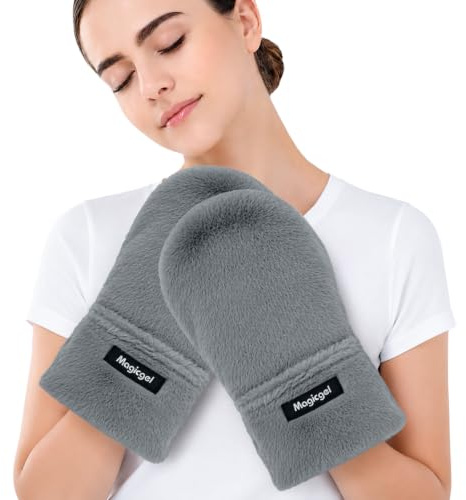 Magic Gel Moist Heat Gloves - 1 Pair Grey, Gants Chauffants Réutilisables avec Billes d'Argile Naturelles, Thérapie par Chaleur Humide pour Douleurs & Mains, Raideurs Articulaires