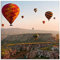 Glasbilder Wandbild Glas Bild einteilig 50x50 cm Quadratisch Natur Landschaft Berge Gebirge Türkei Kappadokien Ballonfahrt Himmel K3FE ARTland