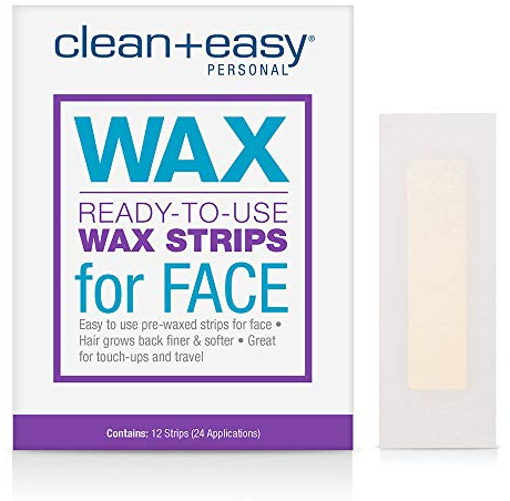 Clean + Easy Pre-Waxed Facial Wax Strips – Ready-to-Use Hair Removal Wax Strips for Face, Upper Lip & Brows, 12 Count