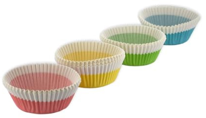 Zenker 684848 Lot de 100 barquettes alimentaires jetables, moules à muffin, moule à gâteau, barquettes jetables, Papier, Jaune, Rose, Bleu, Vert, 5 cm
