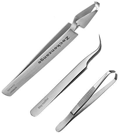 May - Set - Zeckenentferner - Zeckenzange - Zeckenpinzette 3-Teilig - Edelstahl