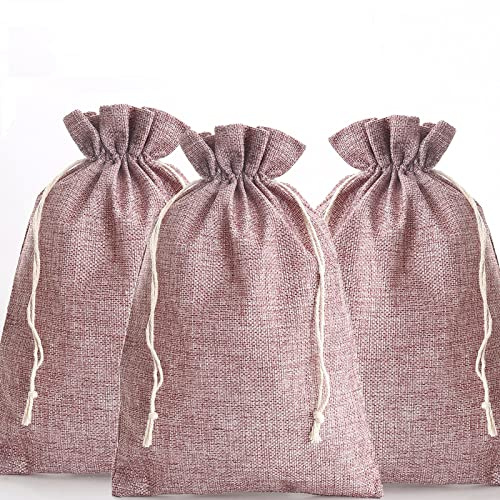 DAHI 12pcs Bolsas de Yute Bolsas de Arpillera con Cordón 20x30cm para Regalo Joyeria Calendario de Adviento Bodas Fiesta Navidad (A)