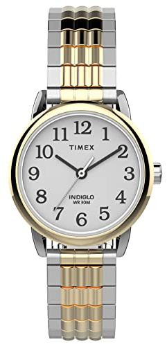 Timex Women's Easy Reader 25mm Perfect Fit Watch – Two-Tone Case White Dial with Two-Tone Expansion Band