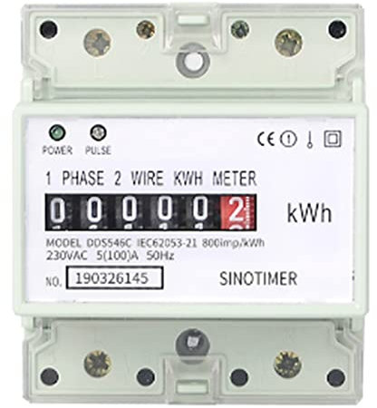 PRATYAHARA 1 PCS Électrique Monophasé Deux Fils Compteur D'Énergie KWh Compteur AC 220V 100A Consommation Analogique Électricité Wattmètre (A)