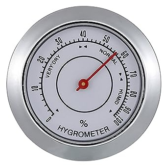 Cherjoury Stainless Steel Cigars Moisture Meter Mini Hygrometer Thermometer Pocket Cigarettes Damp Detector Home Offices Analog Hygrometer Thermometer for Cigars Humidors