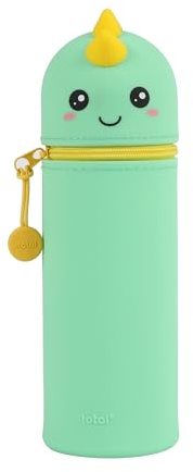 I-TOTAL® - Federmäppchen aus weichem Silikon für die Schule, ausziehbar mit konturierter Form (Hello Dino)