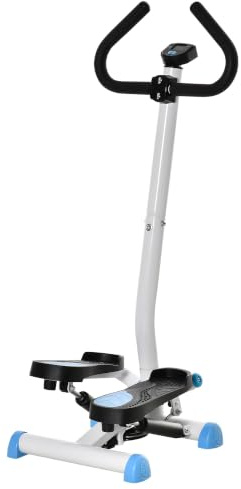 HOMCOM Stepper con Manubrio e Monitor LCD Pedali Antiscivolo | Stepper Fitness Casa, Resistenza Regolabile, Allenamento Fitness per Palestra Casa Gym