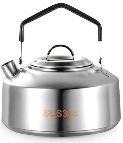 Hervidor de Agua, Tetera Acero Inoxidable, 1L Mango Plegable Tetera Inducción, para Cocina de Gas o Induccion, Cocina o Camping