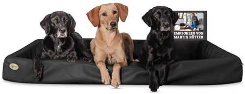 SABRO KUDDE Orthopädisches Hundebett – Martin Rütter – Hochwertiges Kunstleder – Waschbar & Wasserabweisend – Ergonomisch – Premium Haustierzubehör für Grosse Hunde XXL in Schwarz