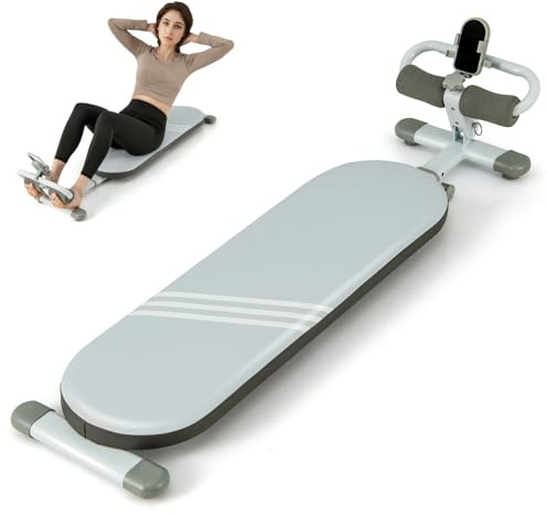 GYMAX Sit Up Bench, Foldable Abdominal Training Workout Bench with 3 Adjustable Angles and Length, Versatile AB Crunch Machine for Home Gym Fitness Equipment, 150KG Weight Capacity