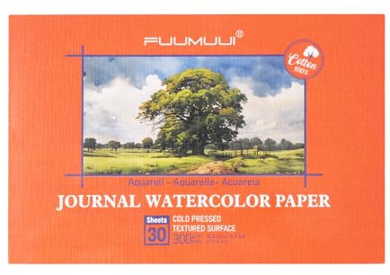 Carta ad acquerello, formato A6, 100% cotone, 30 fogli da 300 g/m², senza acidi, pressata a freddo e incollata, blocco ad acquerello DIN A6, per pittura ad acquerello, disegno e lettering a mano