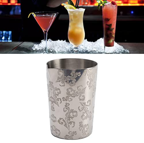 Cocktail-Rührglas, Martini-Rührdose aus Edelstahl 304, Unzerbrechlicher Riegel-Mischkrug mit Blumenmuster, Whiskey-Becher, Nahtloser Glas-Shaker für Barkeeper