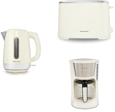 Morphy Richards Equip Bundle, Kettle, Toaster and Filtered Coffee Machine, 1.7L Fast Boil Equip Jug Kettle, 2 Slice Variable Browning Equip Toaster, Perfect Pour Filter Coffee Maker, 162504|220032|162