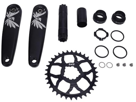 Crank di : Set, Anodizzato a Manovella a Larga Denti a Larga Bici da Bici Impostato per la Sostituzione (Black)