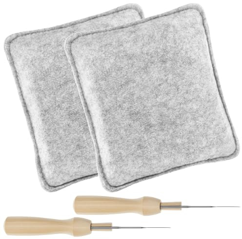 QWORK® 2 Piezas almohadilla fieltro 18 x 15 cm, kit de herramientas para afieltrado con soporte para agujas de fieltro