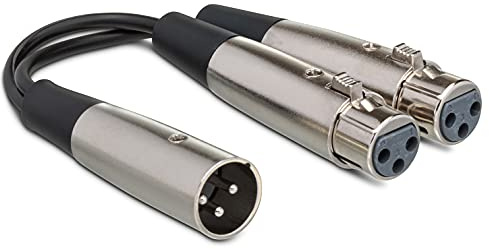 HOSA YXF-119 XLR3M to Dual XLR3F Y Cable, 6 Inch