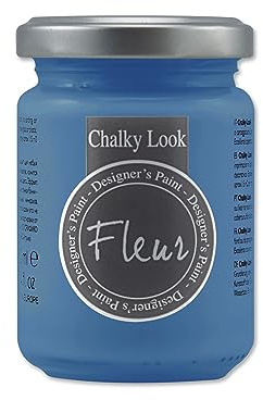 FLEUR DESIGNER'S PAINT | Pittura ad Acqua, Effetto Gesso Naturale, Extra Opaca, Fleur Chalky F62, Colore Primary Cyan, Made in Italy, Formato da 130 ml