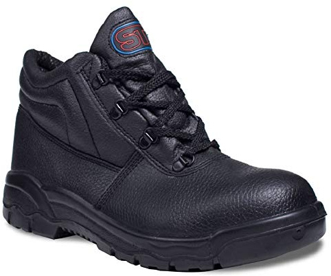 Supertouch Chukka Boots S1P Black Leather Steel Toe Cap & Mid Sole Safety Boots