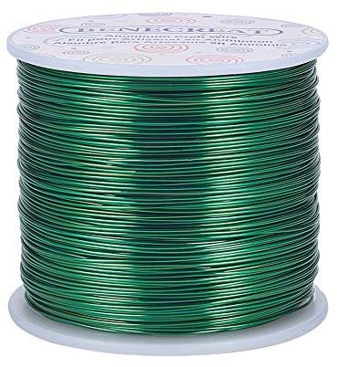 BENECREAT Aluminiumtråd, 20 Gauge (0,8 mm) 235 m, anodiserad, för smycken, hantverk, pärlor, blombindning, färgad hantverkstråd i aluminium, grön