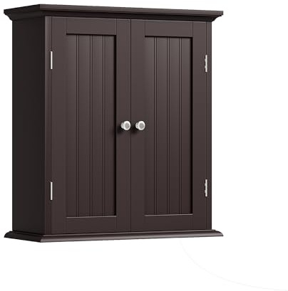 ChooChoo Bathroom Wall Cabinet, Over The Toilet Space Saver Storage Cabinet, Medicine Cabinet with 2 Door and Adjustable Shelves, Cupboard