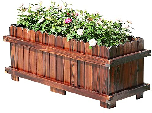 Fioriera In Legno, Fioriera Da Giardino In Cemento Cassetta In Legno Da Giardino Per Piantare Con Foro Di Scarico Contenitori Per Piante Grasse Moderni Per La Decorazione Domestica, L'ufficio E L'este