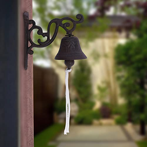 Lidhujnk Hanging Bell Vintage Style Cast Iron Wind Chime Retro Door Bell Wall Mounted Entry Door/School/Reception/Home/Church Bell