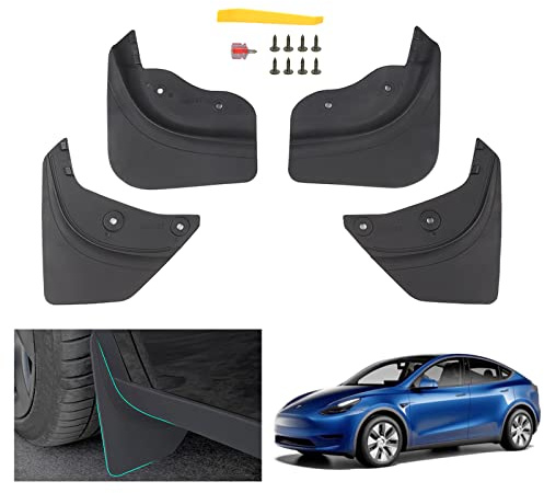 GAFAT Tesla Model Y 2021-2023 2024 Smutsfångare, Tesla y Stänkskydd Ingen Borrning Behövs, Stark Seghet, Hållbar, Tesla Model Y Tillbehör 2024 [OEM Original] (4 Stycken)