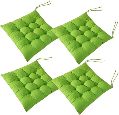 AGDLLYD 4 Coussins de Chaises Carrés 40x40 Coussins de Siège Décoration Maison Coussin Mat Matelassée,Confortable et coloré - Idéal pour intérieur et extérieur (4 Vert)