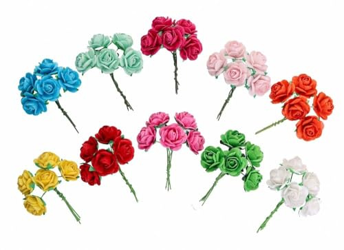 DUONGJAIS BRAND Handmade 50 Pcs Mini Mulberry Paper Roses 18mm Handmade Craft Flowers for Scrapbooking, Card Making, DIY Crafts, Wedding Decorations and Floral Embellishments (Mixed Colors)