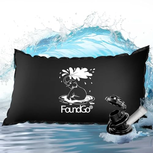 FoundGo XXL 2x4m Coussin de Piscine Hivernage avec œillets, Ultra-épais 0,4 mm, Oreiller de Piscine d'hiver, Coussin Gonflable pour Piscine avec 2 Rouleaux Corde et Rubans adhésifs, Noir