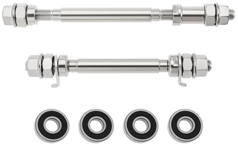 Create idea 1 Set Essieux de Moyeu de Roue en Métal Durable Axe de Moyeu Roue de Vélo de Montagne Avant 140mm et Arrière 180mm avec 4pcs Roulements Levier d'arbre Changement de Broche de Vélo
