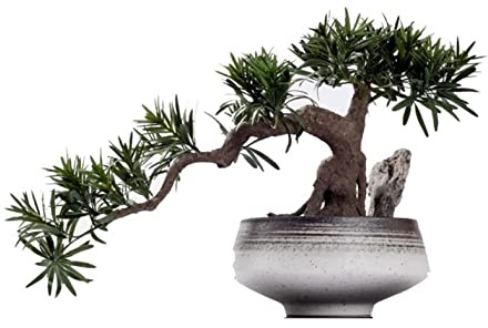 Bonsaï Artificiel Bonsaï artificiel de pin Lohan, simulation de pin de bienvenue, plante en céramique, fausses plantes en pot, ornement d'intérieur, affichage de bureau, faux arbre (la base ne contien