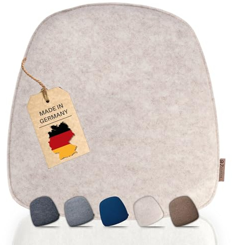 kontor28® - Sitzkissen Filz handgefertigt Made IN Germany | Sitzkissen Stuhl 39x40 cm aus rPET-Filz extra weiche und robuste Polsterung | Sitzauflage Stuhl für In- und Outdoor | beige 1er-Set