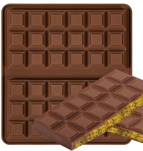 Silikonform Schokolade, 18 Mulden Silikon Schokoladenform, 19,5 x 16 CM Antihaftbeschichtet Dubai Schokoladen Form Silikon Tief für DIY Füllung Pistazie Schokolade (1 PCS)