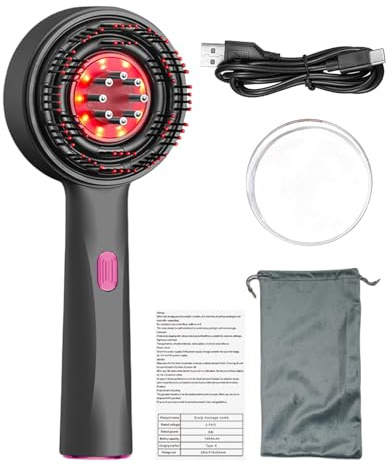 Massageborste För Hårbotten | Elektrisk Massageapparat Med Timing | Rödljusterapi Hårmassageapparat | 2-i-1 Hårbottenmassager Och Applikator För Hårolja | För Huvudavslappning, Hårvård Och Hårv